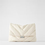 Women'S Bag White Oversized Quilted One-Shoulder Messenger Bag Female Simple All-Match Chain Bag - Dazpy