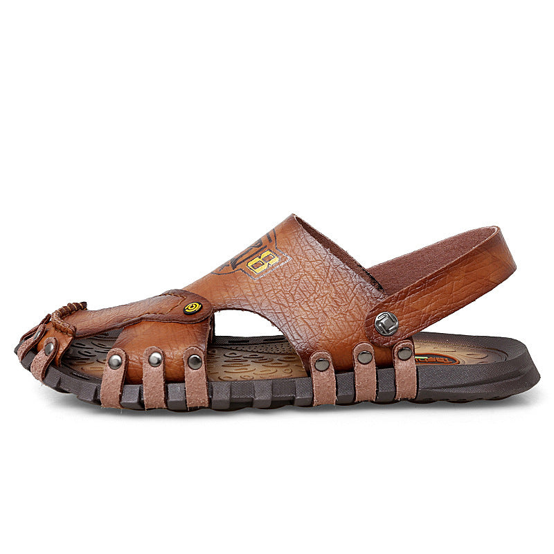 Baotou Sandals Men Casual Leather Sandals Men - Dazpy