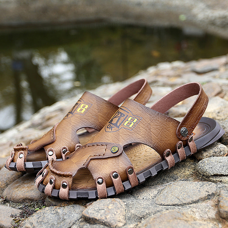 Baotou Sandals Men Casual Leather Sandals Men - Dazpy