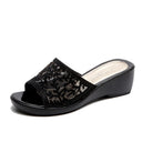 Slippers Women'S Summer Wear Fashion Korean Version Of Rhinestone Slope With A Font Mid-Heel Non-Slip Sandals Women