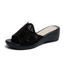Slippers Women'S Summer Wear Fashion Korean Version Of Rhinestone Slope With A Font Mid-Heel Non-Slip Sandals Women