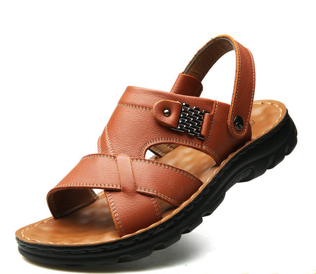 Men'S Slippers New Summer Trend Soft Sole, Old And Middle Aged Dad Wear Dual Use Beach Sandals - Dazpy