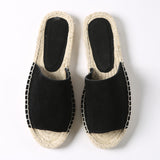 Leather One-Piece Stitch Fisherman'S Straw-Stitched Slippers - Dazpy