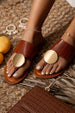 Summer Flat-Bottomed Flip-Flops 35-43 Metal Outer Slippers Women - Dazpy