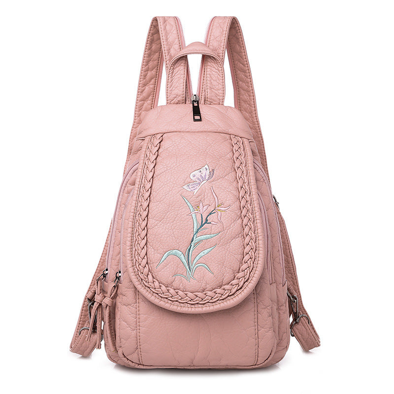 New Embroidery Orchid Women Backpack Casual - Dazpy