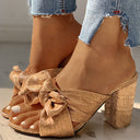 European and American foreign trade large size bowknot chunky heel sandals
