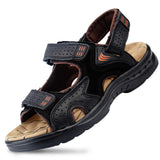 Men'S Sandals Leather Toe Platform Top Layer Cowhide Outdoor Casual Sandals - Dazpy