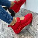 Women's Flat-Soled Thick-Soled Velcro Flying Knit Shoes