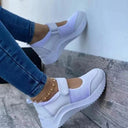 Women's Flat-Soled Thick-Soled Velcro Flying Knit Shoes