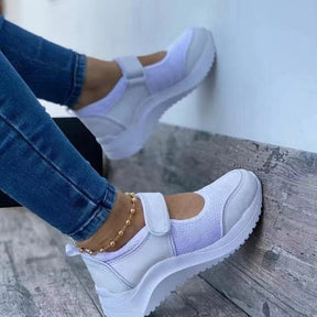 Women's Flat-Soled Thick-Soled Velcro Flying Knit Shoes