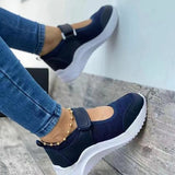 Women's Flat-Soled Thick-Soled Velcro Flying Knit Shoes - Dazpy