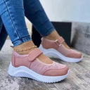 Women's Flat-Soled Thick-Soled Velcro Flying Knit Shoes