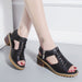 Summer New Mid Heel Sandals Female Fashion Fish Mouth Zipper Thick Heel Sandals - Dazpy