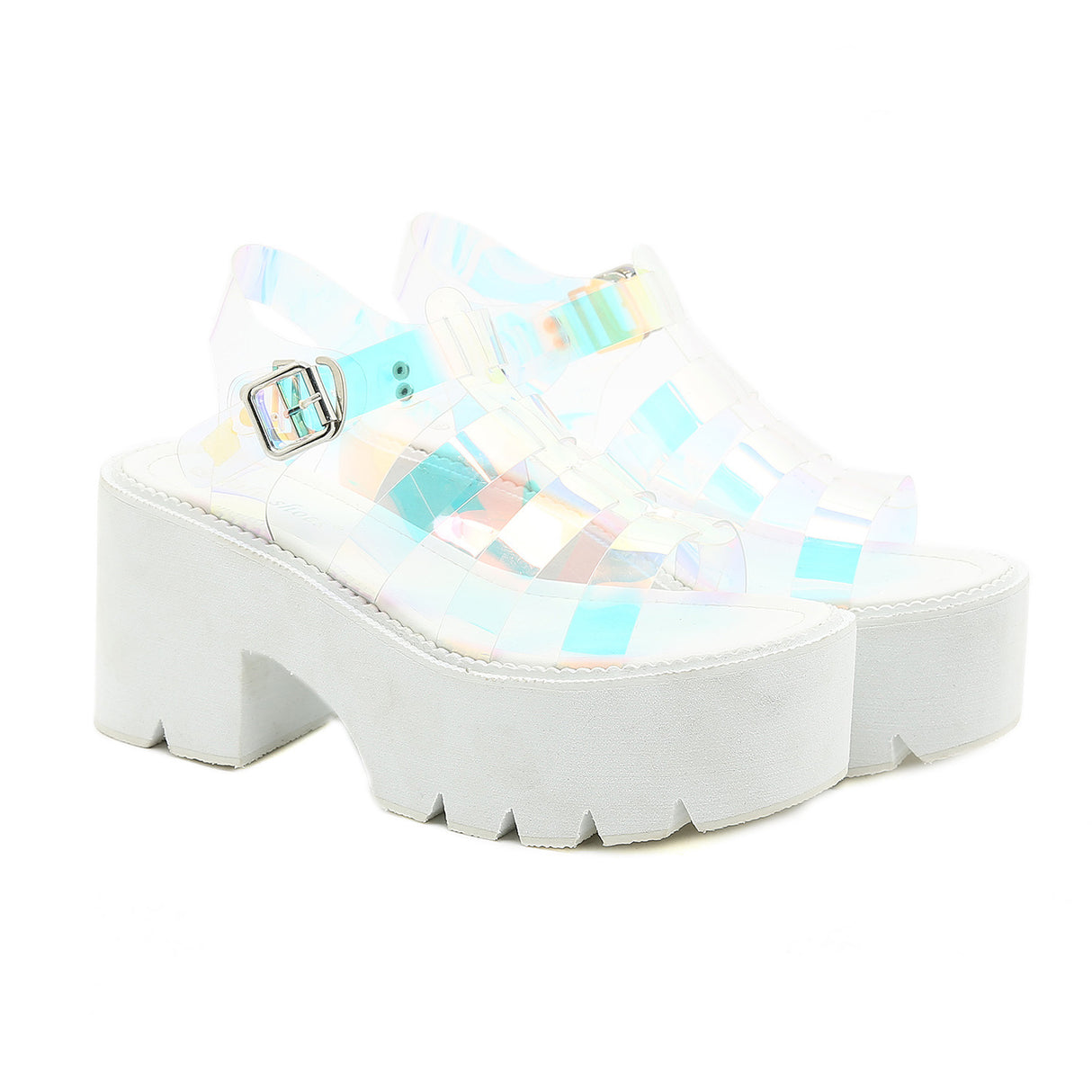 European And American Personality Colorful White Platform Sandals Plus Size Women's Shoes - Dazpy