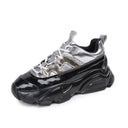 Round Toe Platform Lace-Up Patent Leather Women'S Shoes