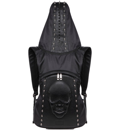 Hooded Skull Hat Backpack Europe And America Halloween Steampunk Rivet Hat Backpack - Dazpy