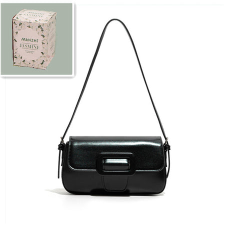 Polly Bag Female Solid Color Underarm Bag Retro Single Shoulder Baguette - Dazpy