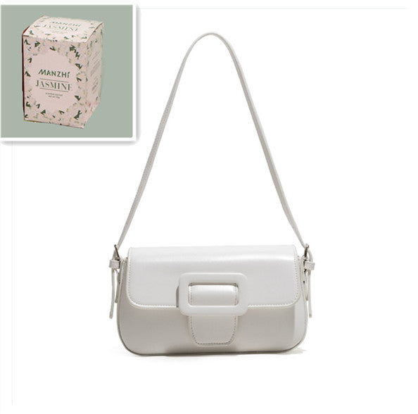 Polly Bag Female Solid Color Underarm Bag Retro Single Shoulder Baguette - Dazpy