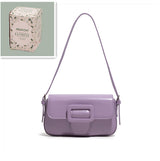 Polly Bag Female Solid Color Underarm Bag Retro Single Shoulder Baguette - Dazpy