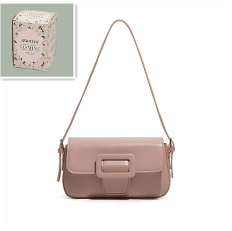 Polly Bag Female Solid Color Underarm Bag Retro Single Shoulder Baguette - Dazpy