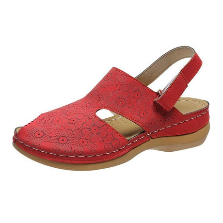 Flower Fish Mouth Sandals Hollow Wedge Heel - Dazpy