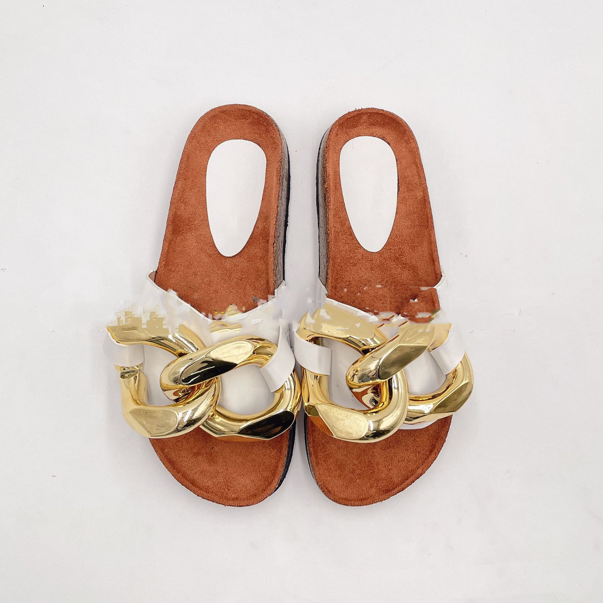 European And American Fashion Gold Chain Slippers - Dazpy