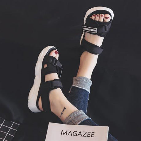 White Outdoor Flat Sandals Female Summer Platform Sports Sandals - Dazpy