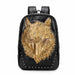 Wolf Head Punk Backpack 3D Embossed Shoulder Bag - Dazpy