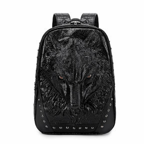 Wolf Head Punk Backpack 3D Embossed Shoulder Bag