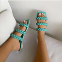 Foreign Trade Plus Size Women's Woven Casual Flat Sandals And Slippers