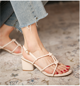 Evening Breeze Gentle Thick-heeled Sandals Rome Fashion - Dazpy