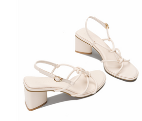 Evening Breeze Gentle Thick-heeled Sandals Rome Fashion