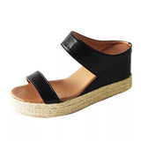 Hemp Rope Wedge Fish Mouth Women's Sandals - Dazpy