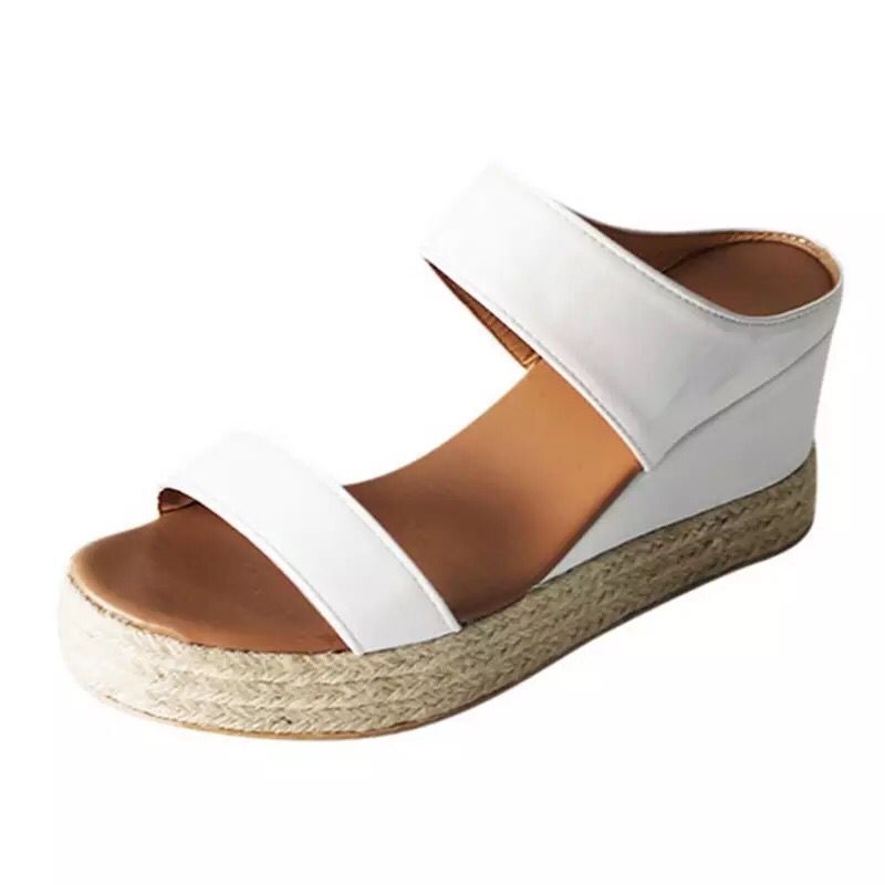 Hemp Rope Wedge Fish Mouth Women's Sandals - Dazpy