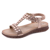 New Retro Sandals Women's Beaded Rhinestone Buckle Two-Tone Sole Women's Shoes - Dazpy