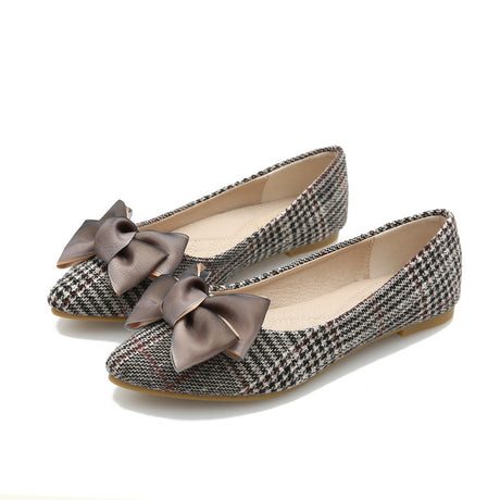 Womens Flat Shoes Ballet Bow Pointed Toe  Slip On Ballerina - Dazpy