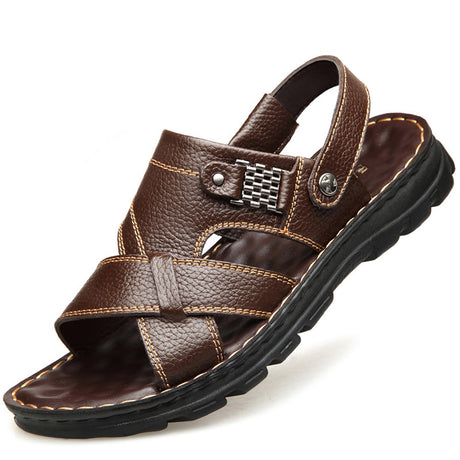 Outer Wear First Layer Leather Sandals And Slippers - Dazpy