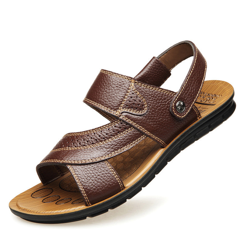 Outer Wear First Layer Leather Sandals And Slippers - Dazpy