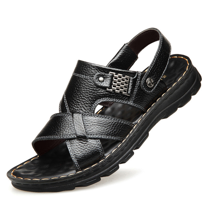 Outer Wear First Layer Leather Sandals And Slippers - Dazpy