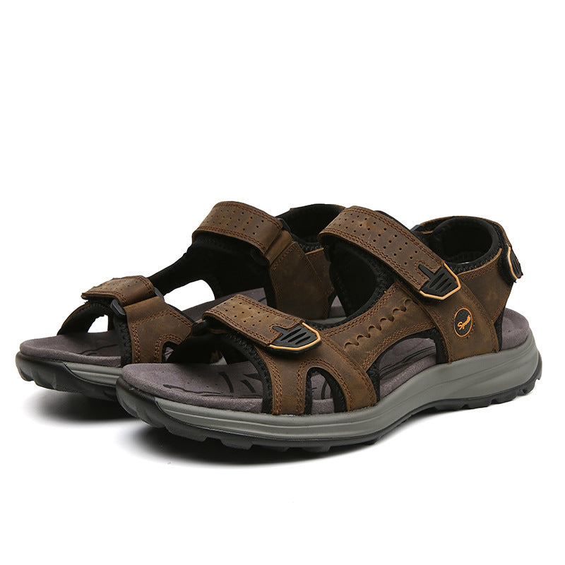 Men's Breathable Top Layer Leather Sandals - Dazpy