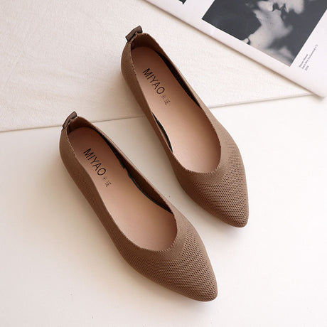 New Pointed Flat Knit Breathable Shallow Soft Sole Lazy Shoes - Dazpy