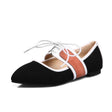 Low-Top Shoes With Color Matching Velvet Front Lace-Up Flat Shoes - Dazpy