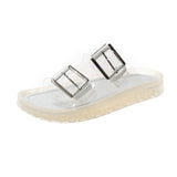 Flat Transparent Beach Slippers With One-word Buckle - Dazpy