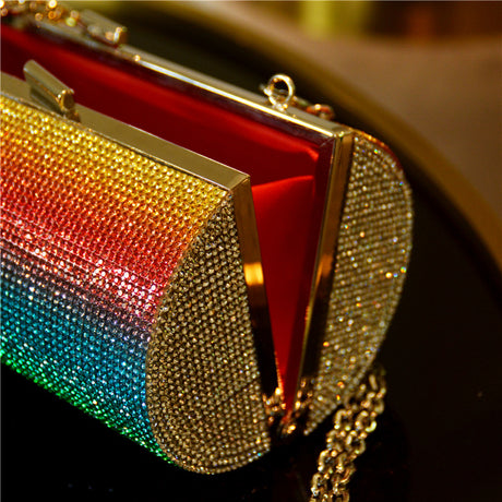 Rainbow Rhinestone Purse Evening Bag - Dazpy