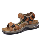 Men's Sandals Casual Shoes Outdoor Leather Beach Shoes Men's Cushion Soft Sole - Dazpy