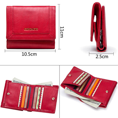 Women's leather wallet 30% short leather wallet - Dazpy