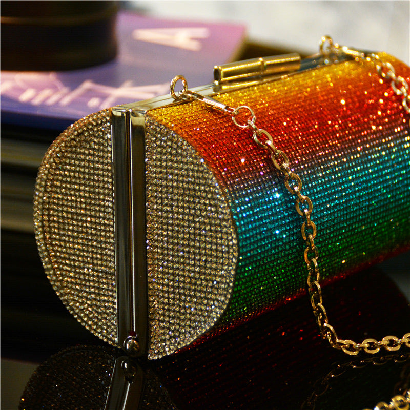 Rainbow Rhinestone Purse Evening Bag - Dazpy