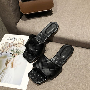 Flat woven mules