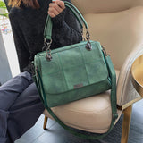 Matte Women  Scrub Female Shoulder Bags Large Capacity Matcha Green PU Leather Lady Totes Boston Bag for Travel Hand Bags - Dazpy