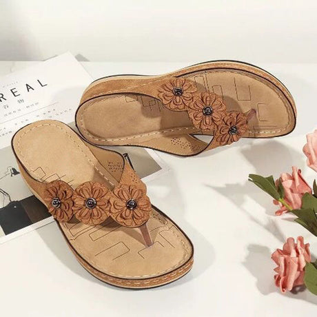 Vintage flower round toe casual women sandals - Dazpy